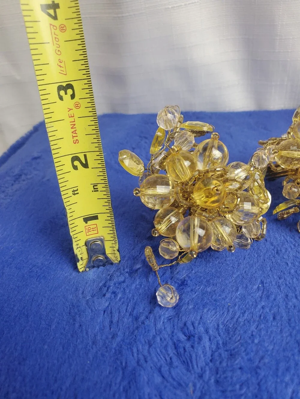 Set Of 4 Pier 1 Beaded Cluster Napkin Rings Yellow Brown Gold Beads Golf Rings